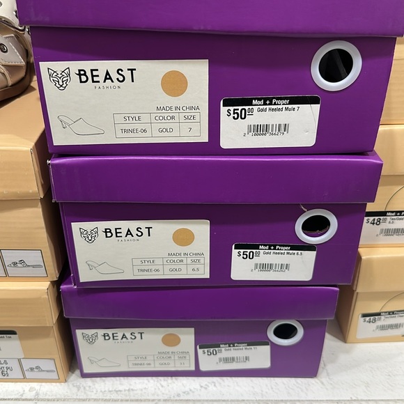 BEAST FASHION Gold Mules Sleek Metallic Design Trinee-06 style - Picture 4 of 4